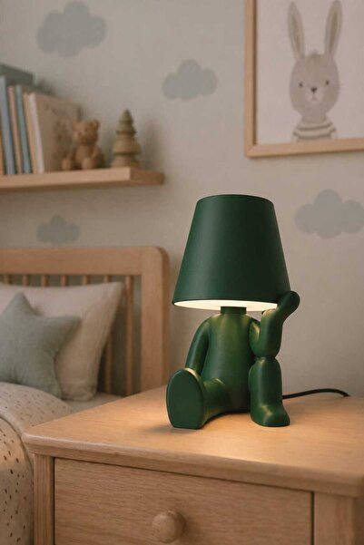 Layera Home Modern Yeşil Figürlü Masa Lambası | Dekoratif LED Gece Lambası | ...