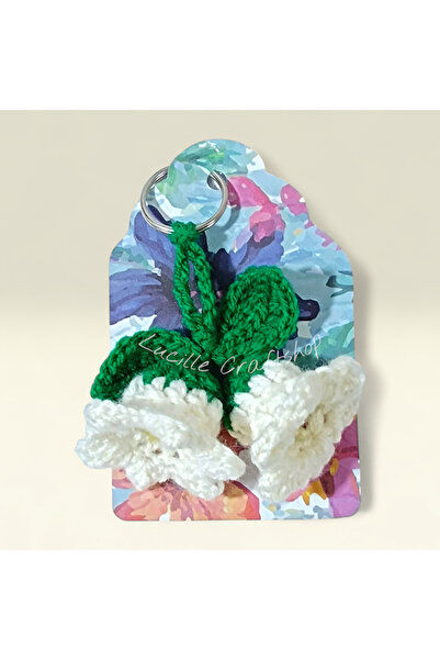 Lucille Craftshop Hand Crocheted White Flower Keychain – Elegant Handmade Acc...