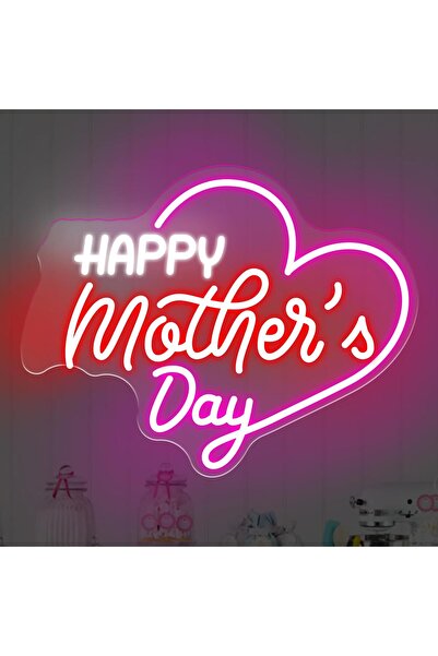 Slasa Happy Mothers Day Neon Sign Multicolor 32x46 cm 6 mm Acrylic Base LED W...