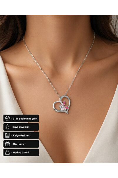 HER ŞEY NOTA www.herseynota.com Butterfly Detailed Heart Women's Necklace Sta...