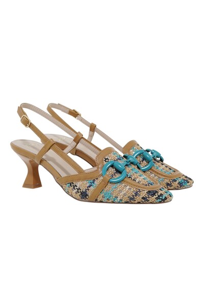 Exe Shoes Γυναικεία Παπούτσια SLINGBACK Mules 700-500 ΚΑΜΗΛΟ AQUA ΠΛΕΚΤΟ U470...