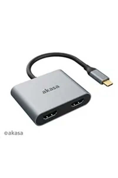 Akasa ADAPTOR USB-C la HDMI MST (ieșire pentru un singur sau două ecrane, HDM...