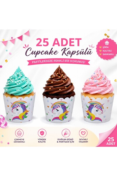 Bkmc Temalı Desenli Cupcake Kapsülü 25’li – Şık Parti Muffin Kağıdı