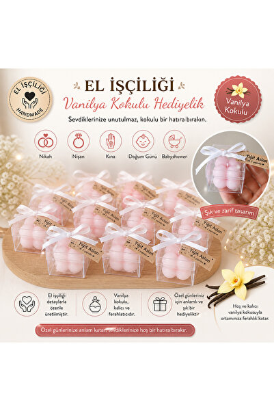 F&A Candle 25 ADET Kişiye Özel El Yapımı Pembe Bubble Mum – Vanilya Kokulu Ni...