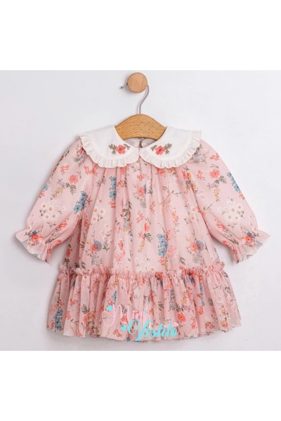 MiniVestito Flowers Garden 🌼   Patterned Baby Collar Lined Dress