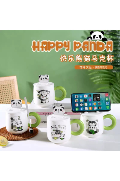 Mihristore كوب سيراميك لطيف بتصميم الباندا، كوب هدية