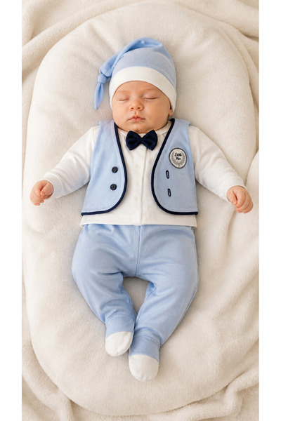 My Babies Label طقم خروج من المستشفى لحديثي الولادة مكون من 5 قطع مع ربطة عنق...