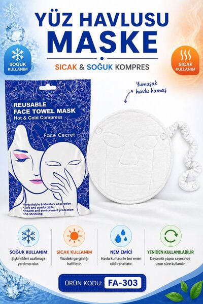 Gold Beauty Yüz Havlusu Maske Sıcak Soğuk Kompres Nem Emici Yüz Bakım Maskesi...