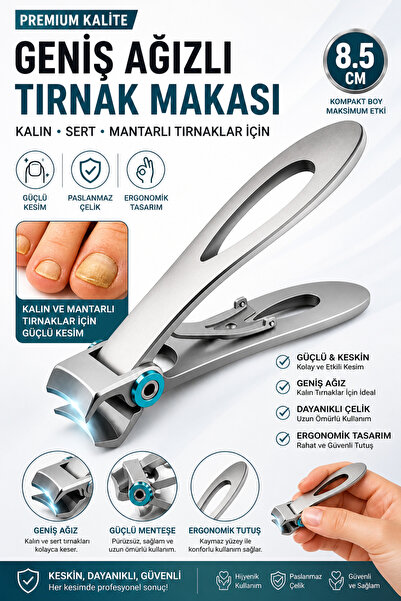 Syku Geniş Ağızlı Premium Tırnak Makası 8.5 cm Kalın Sert Mantarlı El ve Ayak...
