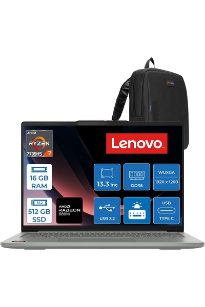 LENOVO Ideapad Slim 5 13ARP10 Amd Ryzen™ 7 7735HS 16GB Ddr5 512GB SSD Amd Rad...