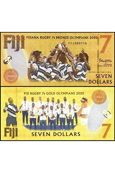 3Alp Koleksiyon FİJİ 7 DOLAR 2022 P#122b, HATIRA, RUGBY TAKIMININ ZAFERİ, Kağ...