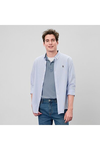 Giordano قميص بولو رجالي ضيق من قماش البيكيه المصبوغ
