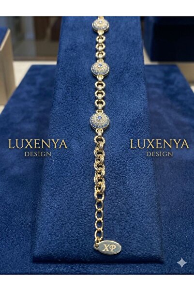 LUXENYA DESİGN سوار نسائي من الفولاذ باللون الذهبي مكون من 3 قطع من Xuping مز...