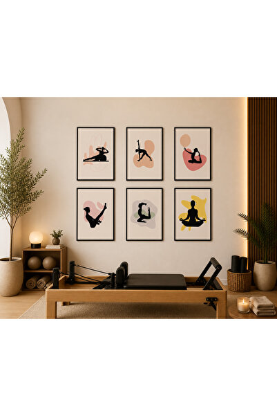 FTRMALZEMECİM 🧘‍♀️ 6’lı Pilates & Yoga MDF Tablo Seti – Modern Minimal Duvar...