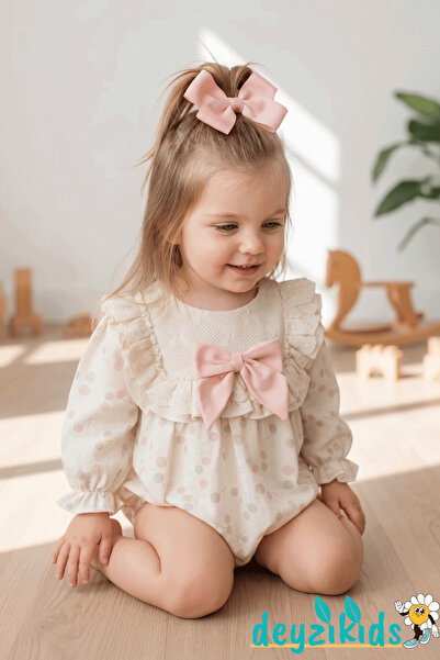 Deyzikids Fiyonklu Yaka Dantelli Detaylı Alttan Çıtçıtlı Astarlı Gale BABY ro...