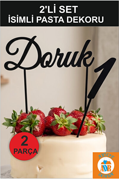 Atölye Doruk Kişiye Özel İsim Doğum Günü Pasta Süsü-Rakam Cupcake Kürdanı -Be...