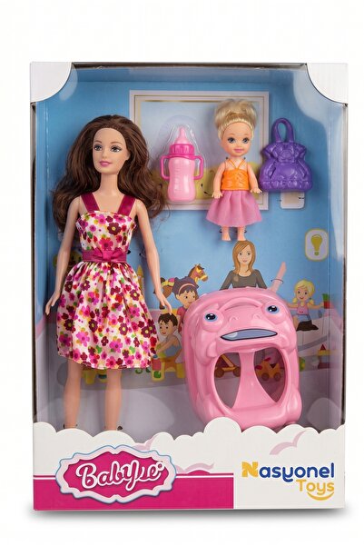 NASYONEL TOYS Şık Elbiseli Büyük ve Küçük Bebekli Eğlenceli Oyun Seti Aksesuarlı