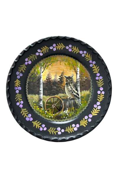 Ceramica Martinescu Farfurie Decorativa Ceramica Neagra Marginea - Pictata Ma...