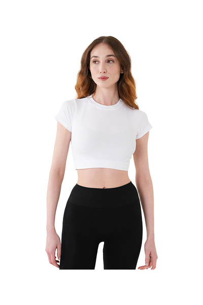 MUSCLECLOTH Nova Seamless Crop T-Shirt Beyaz
