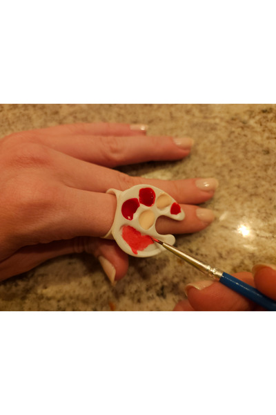 DU&ER 💍 Nail Art Palette Ring – Parmak Üstü Boya & Jel Karıştırma Aparatı