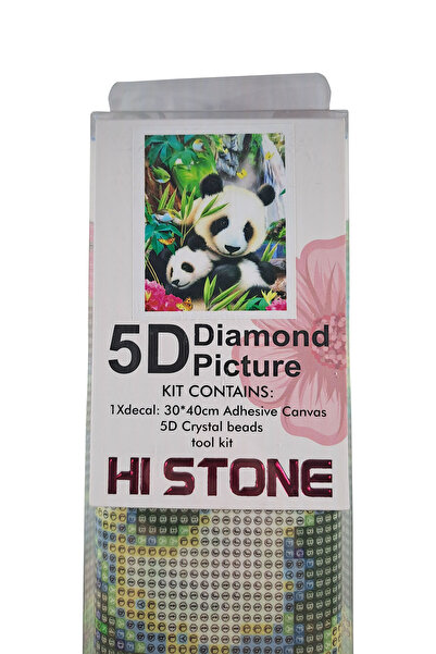 histone 5D Elmas Taş İşleme Kiti 30x40 cm Anne ve Yavru Panda Desen