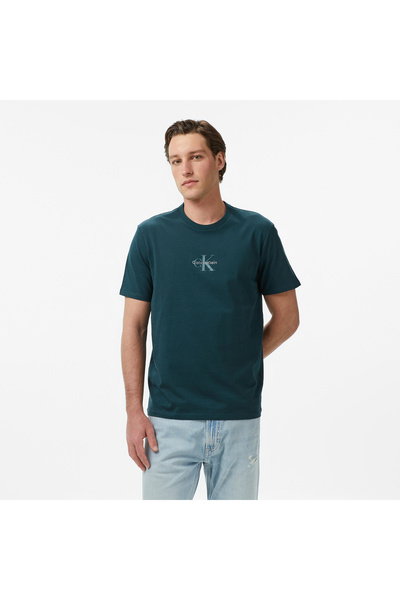 Calvin Klein 30S Micro Monologo Graphic Erkek Yeşil T-Shirt