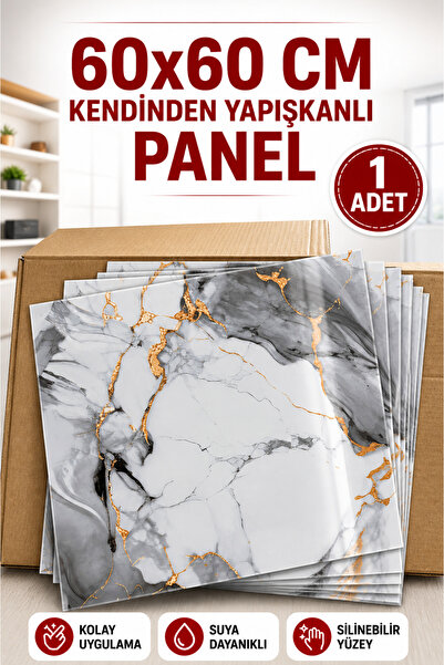 UKAB DEKOR 60x60 Cm 1 Adet Mermer Desenli Kendinden Yapışkanlı Seramik Köpük ...