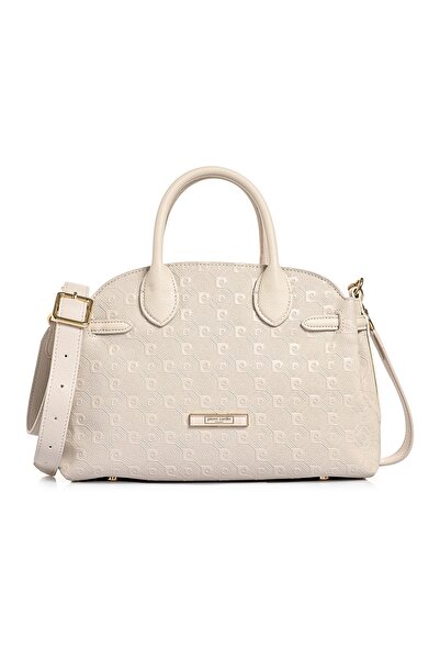 Pierre Cardin Women's Beige Patterned Faux Leather Shoulder Bag with Adjustab...