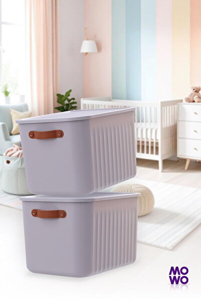 Mowo Home BigBox Kulplu 20 Lt 1 Adet Gri Dolap Düzenleyici Saklama Kutusu Sepet Organizer Oyuncak kutusu