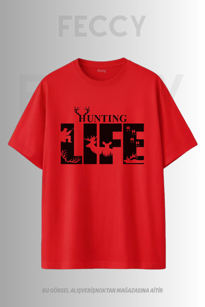 FECCY Premium Hunting Life Printed Hunter Theme Unisex Oversize Γυναικείο T-S...