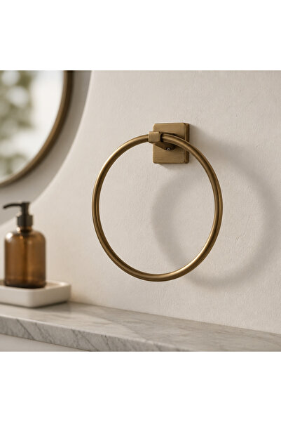 İSAOĞLU YAPI Antik Gold Banyo Havluluk Modern Tasarım Oval Pirinç Eskitme Hav...