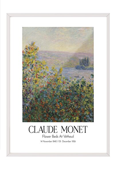 Postifull Klod Monet - Cvjetne leje u Vetejlu, slika sa belim okvirom, serija...