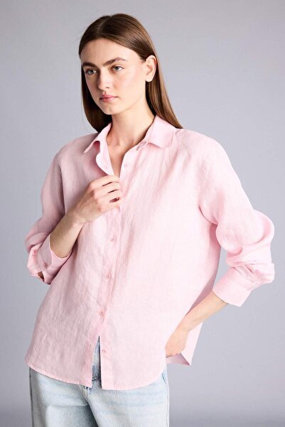 DeFacto 100% Linen Oversize Long Sleeve Shirt Z6638Az26Sm