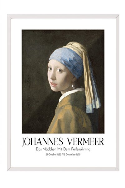 Postifull Johannes Vermeer - Devojčica sa bisernom minđušom, slika u belom ok...
