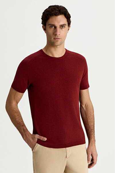 Hemington Bisiklet Yaka Bordo Giza Pamuk Triko T-Shirt