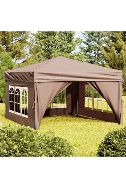 vidaxl Cort pliabil pentru petrecere, peret›i laterali, taupe, 3x3 m