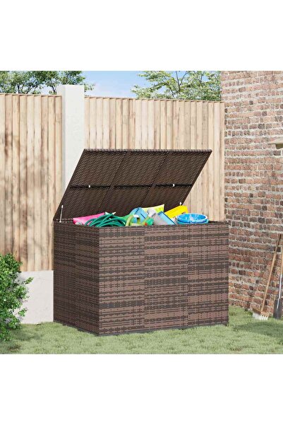 vidaxl Lada gradina pentru perne, maro, 145x100x103 cm, ratan PE