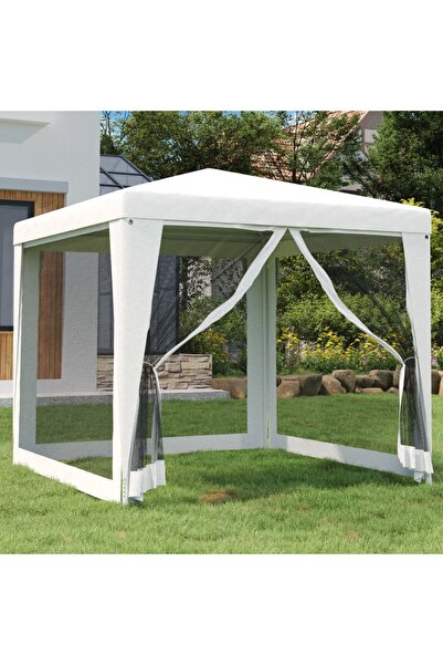 vidaxl Cort de petrecere cu 4 peret›i din plasă, alb, 2,5 x 2,5 m