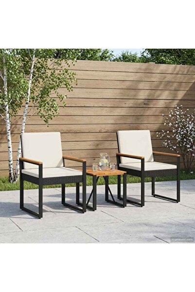 vidaxl Set de Mobilier pentru Exterior 3 pcs Negru si Alb crem