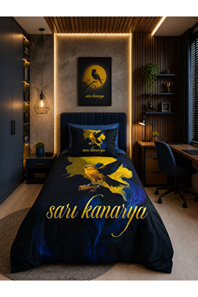 AYBERK HOME TEXTİLE Kanarya Digital Printed 100% Cotton Single Duvet Cover Se...