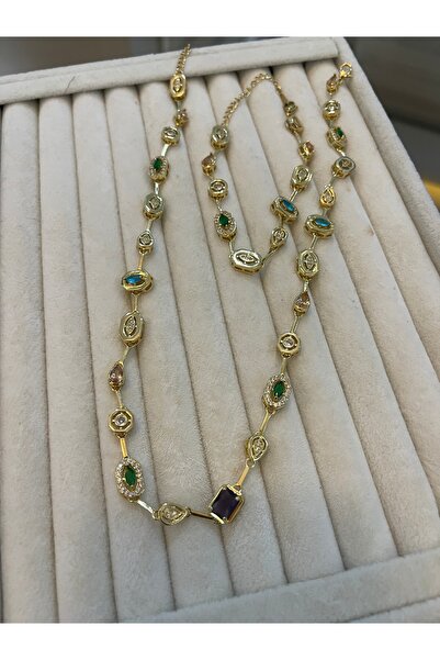 FASHION RENKLİ TAŞLI KOLYE & BİLEKLİK SET
