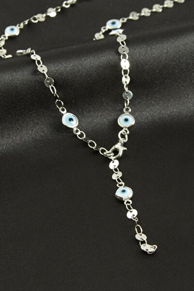 ZERO LAND Nhrhls Nazar Mineli Y Necklace - (113402) Silver Color