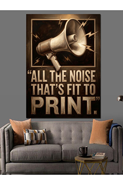 Artmeg Megafon retro și banner decorativ din pânză - Tablou din lemn MDF