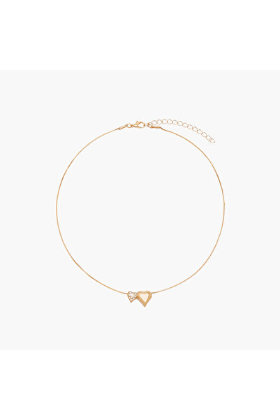Lifestyle Gold Tone Embellished Heart Pendant Necklace