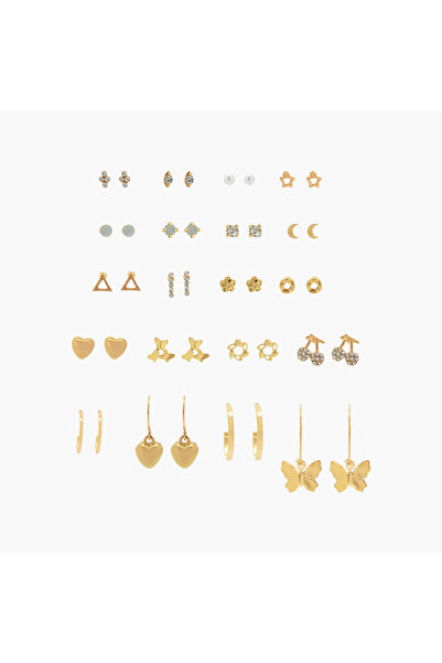 Lifestyle Pack of 20 Gold Tone Embellished Earrings