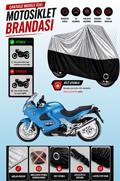 Cemku Twin غطاء محرك متوافق مع سيارة BMW K 1200 RS باللون الرمادي من الأعلى و...