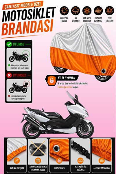 Cemku Twin غطاء محرك متوافق مع Yamaha Tmax 500 باللون الرمادي في الأعلى والبر...