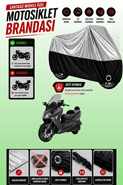 Cemku Twin غطاء محرك متوافق مع SYM Joymax 250i باللون الرمادي من الأعلى والأس...