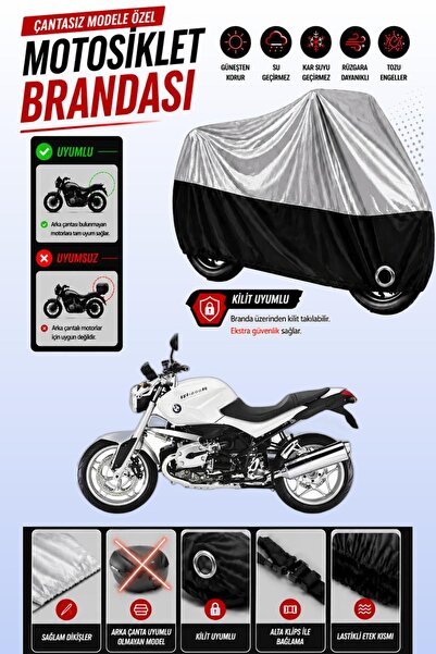 Cemku Twin غطاء محرك متوافق مع BMW R 1200 R باللون الرمادي من الأعلى والأسود ...