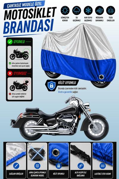 Cemku Twin غطاء محرك علوي رمادي - سفلي أزرق متوافق مع هوندا VT 750 C شادو، غي...